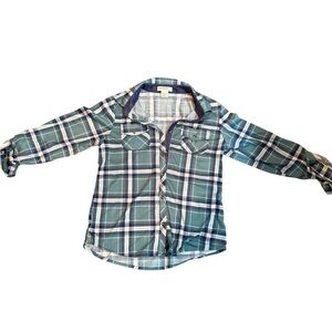 3/$25 🤗 Passport girls Sz 12 plaid print button up. NWT